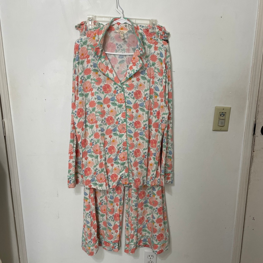 Matilda Jane Floral Pajama Set XL Womens Modal Spandex Cottagecore PJ Top Pant